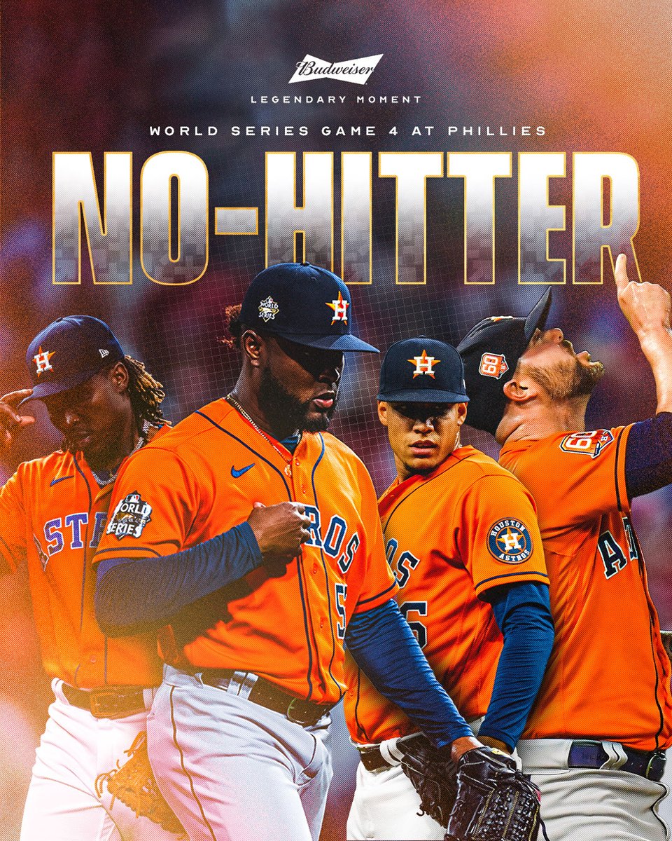 Houston Astros on X: WE HAVE NO HIT THE PHILADELPHIA PHILLIES IN THE  #WORLDSERIES. SAID.  / X