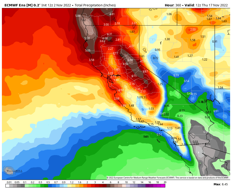 A potentially extended wet pattern looks to develop next week across California that will end fire season in NorCal. 

In what seems likely a nearly impossible scenario, the 2022 California fire season will end up being the 2nd least active fire season of the last decade.
