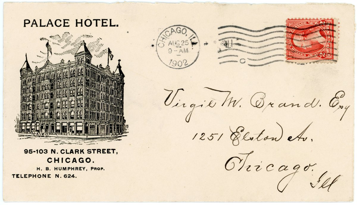 Advertising cover for the Palace Hotel - Chicago, Illinois - 1902. #Stamps #Philately