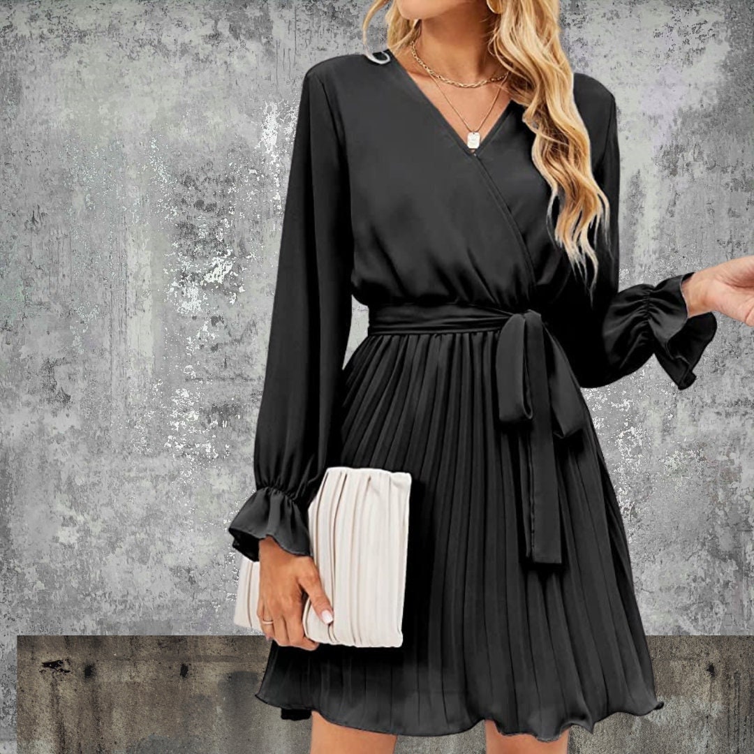 She's Backkkk. Get yours today! #etsy shop: Womens Wrap V Neck Dress for Wedding Guest, Casual Pleated Long Sleeve Mini Dress, Bridesmaid Dress, Boho Dress, Wedding Dress etsy.me/3zGqQoF #bohohippie #shortsleeve #floor #womensdress #bohodress #whitelacedress #b