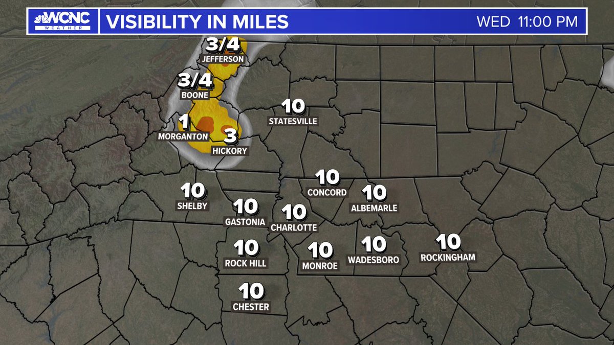 🌫️ Areas of fog are already developing across the mountains and foothills 🌫️ It'll only get worse overnight, so take it easy tomorrow folks! @wcnc