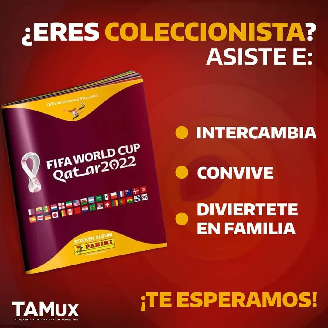 El #MundialQatar2022 está cada vez más cerca y en tu #MuseoYPlanetarioTAMux lo esperamos con emoción! 🏛️🦣⚽

Asiste este fin de semana, convive, intercambia y diviértete junto a más coleccionistas. 🏛️👨‍👩‍👧‍👦🌌

¡Agrégalo a tu agenda, te esperamos! 🏛️🌌👩‍🚀

#CdVictoria
#Tamaulipas