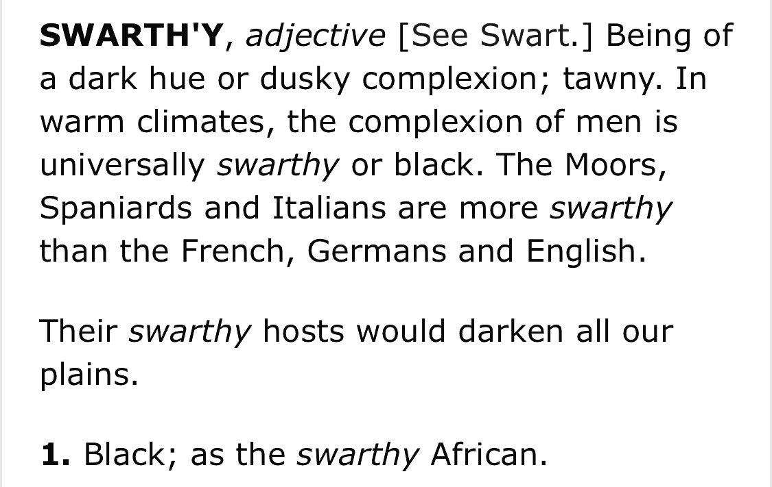 Swarthy, Adjective