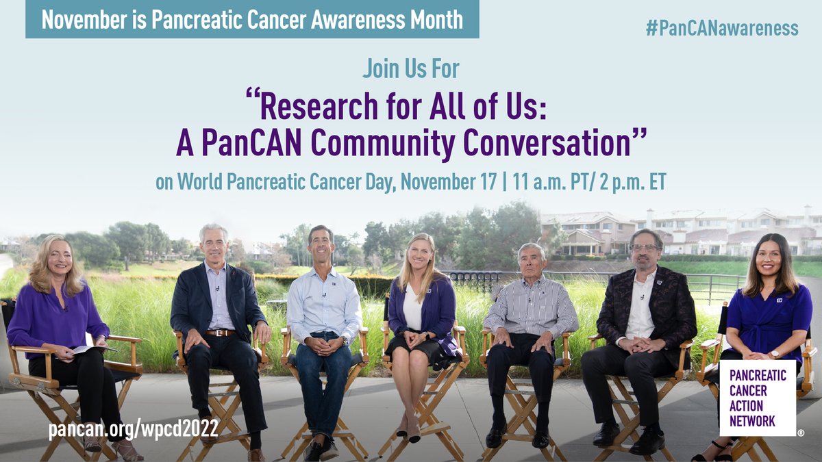 Join @PanCAN on World Pancreatic Cancer Day, 11/17, for a discussion about the importance and impact of #pancreaticcancer research! Don't miss hearing inspiring stories from the community and about innovative research. Register today at pancan.org/wpcd2022 #PanCANawareness