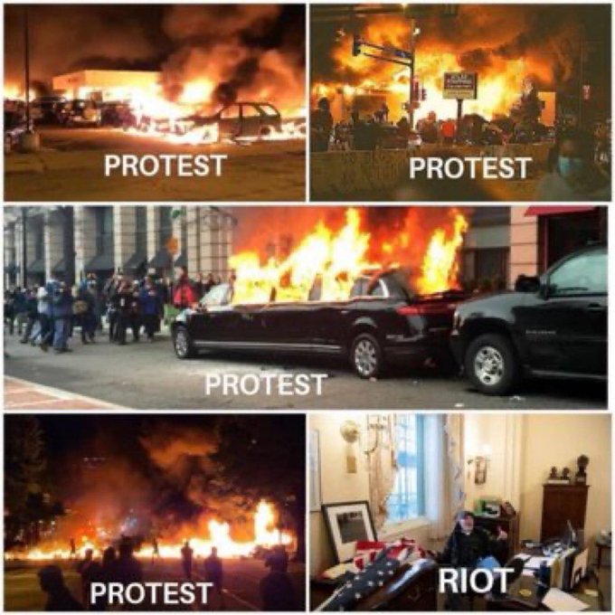 While Joe is babbling on about MAGA 'violence',I would like to remind him that left wing organizations, BLM and ANTFA, burnt cities down over George Floyd And Joe, please stop calling America a democracy. If you paid attention in a civics class you would know we are a Republic
