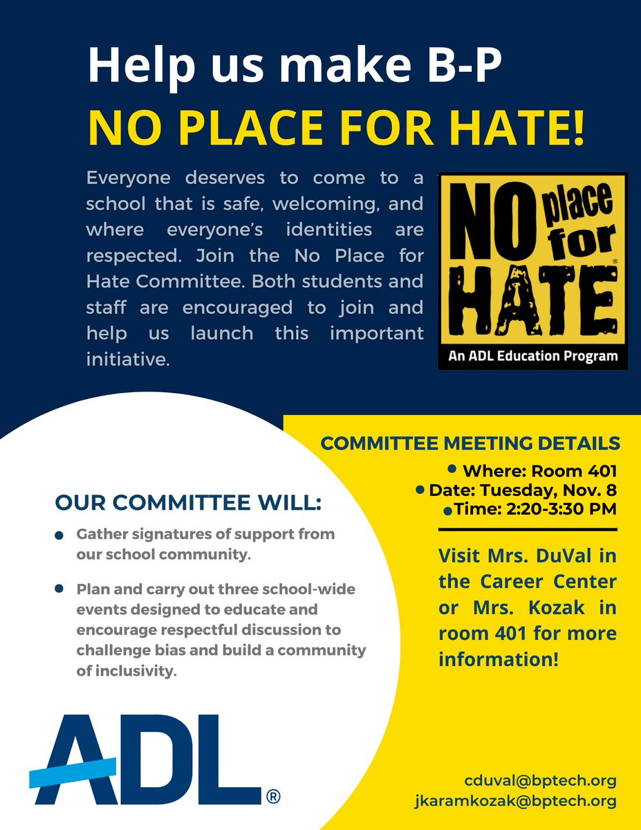 No Place for Hate - Bristol-Plymouth (@bpnoplace4hate) on Twitter photo Excited to begin our journey toward #NoPlaceForHate designation! We can do this! <a href="/BPPrincipalKG/">Karen Guenette</a> <a href="/bristolplymtech/">Bristol-Plymouth Regional Technical School</a> Excited to begin our journey toward #NoPlaceForHate designation! We can do this! <a href="/BPPrincipalKG/">Karen Guenette</a> <a href="/bristolplymtech/">Bristol-Plymouth Regional Technical School</a>