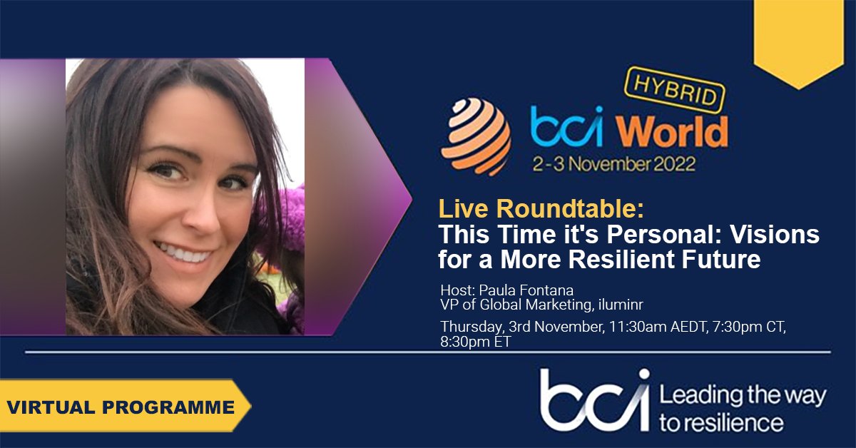 iluminr (@_iluminr) on Twitter photo 📣 #BCIWorldHybrid2022 Join Paula Fontana as she leads an interactive discussion on the reimagining of resilience personalization and engagement, including real-life examples of enterprise teams paving the way.
Join here: bit.ly/3sNw7qm
 The BCI 📣 #BCIWorldHybrid2022 Join Paula Fontana as she leads an interactive discussion on the reimagining of resilience personalization and engagement, including real-life examples of enterprise teams paving the way.
Join here: bit.ly/3sNw7qm
 The BCI