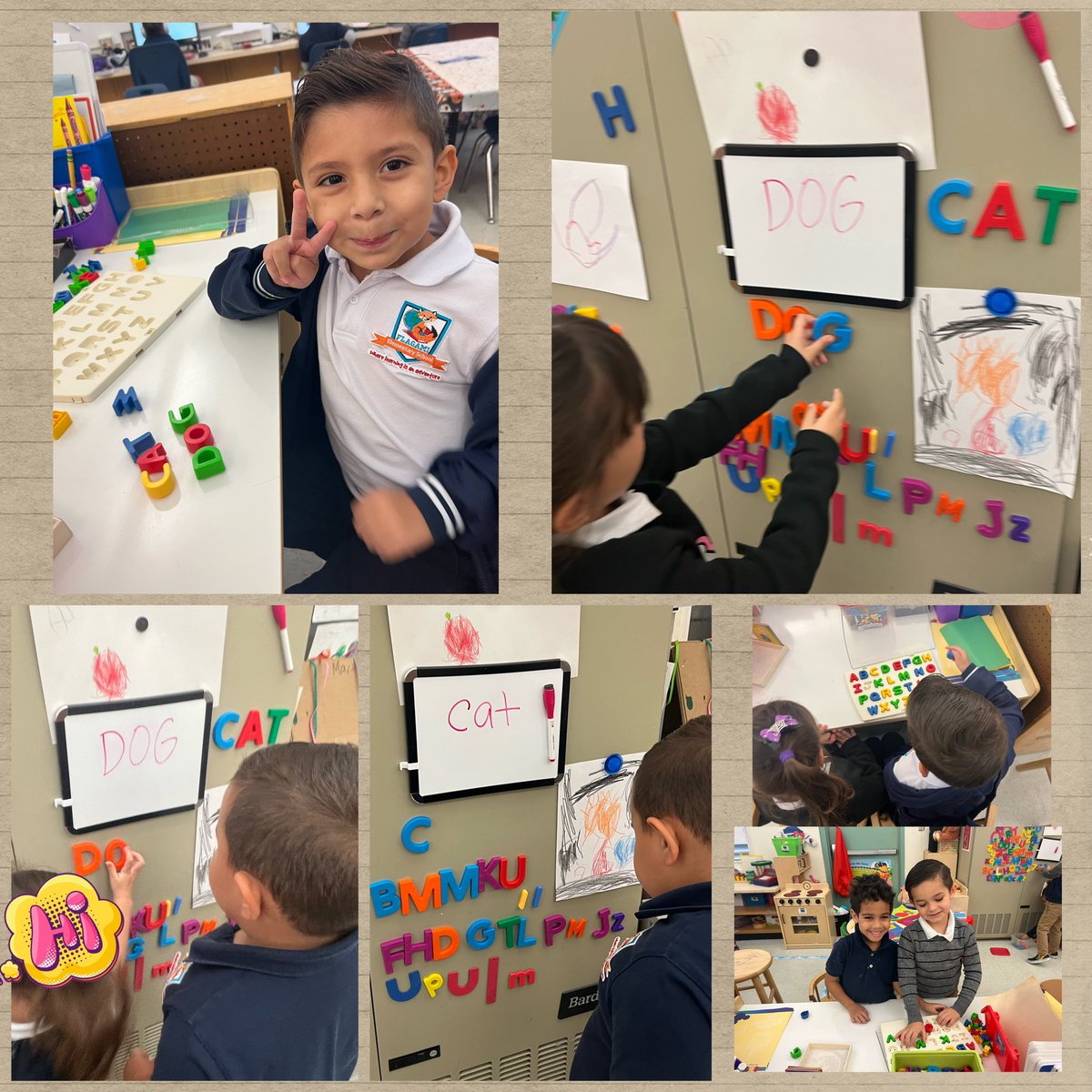 dee12512's tweet photo. Learning our letters and making words in our writing center!! @FlagamiSchool #prek #wherelearningbegins https://t.co/eKRRX1LkuX