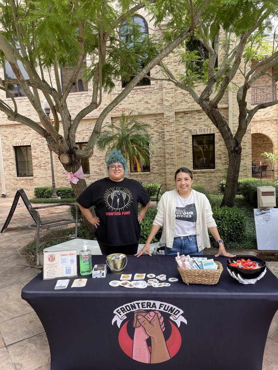 FronteraFundRGV's tweet photo. Thank you to @texrisingrgv for inviting us to table at #UTRGV Brownsville! We offered resources, pregnancy tests and emergency contraception to the community. We will see you again soon! #PuroPinche956 #AbortionIsHealthcare https://t.co/LC6TZAlIA1