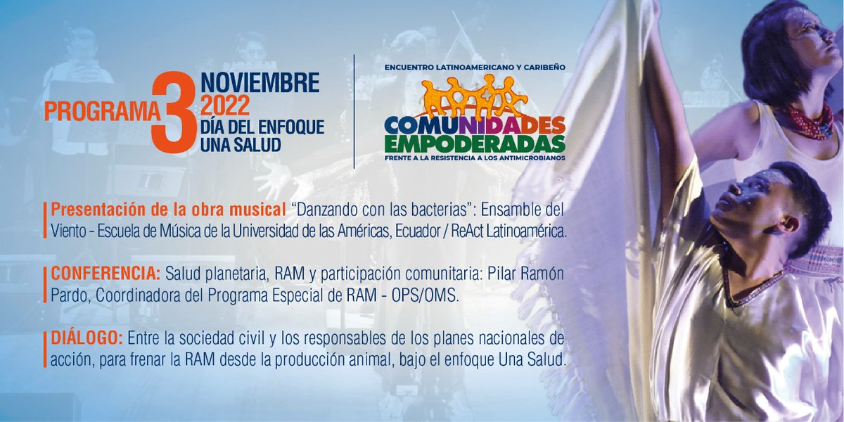 react_latina's tweet image. Participa el  3 de nov, en el Diálogo virtual entre la sociedad civil y las comisiones responsables de los Planes Nacionales de Acción frente a la RAM 
Inscrípcion bit.ly/UnaSalud
Programa  bit.ly/ProgramaDialog…
09h00 EC / CO / PE 
11h00AR / BR / CL 
#UnaSalud
@pahowho