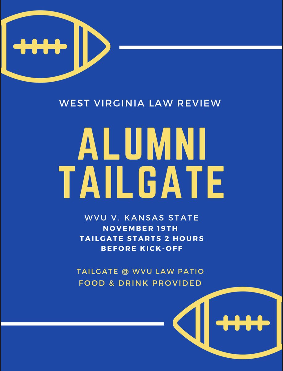 Calling all West Virginia Law Review Alumni! Please join Vol. 125 for a tailgate before the Nov.19th game. Please RSVP here: forms.gle/WMa2GASWoy9DZ9…