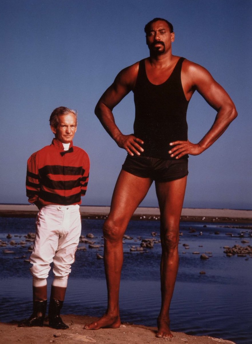ZZZlist's tweet photo. Bill Shoemaker and Wilt Chamberlain in Malibu. #billshoemaker #wiltchamberlain @RaymondPettibon https://t.co/tbD6UewlTd