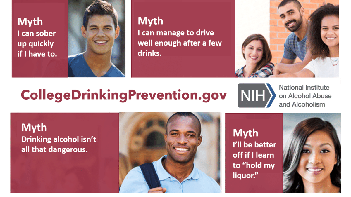 Myth: College drinking isn’t that dangerous.
Fact: Alcohol is associated w/ many risks—injuries, unsafe sexual behavior, and overdoses.
Even students who don't drink may experience secondhand effects such as assault.
Get the facts: bit.ly/3UdRPQN