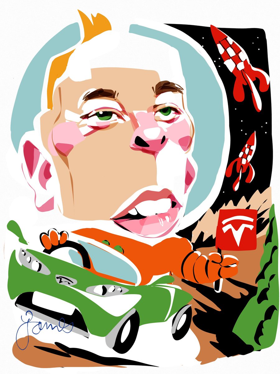 jameslythe5's tweet photo. Rockets are cool. There's no getting around that. #elon #tintin #rockets #caricature https://t.co/KXetOlSR4M