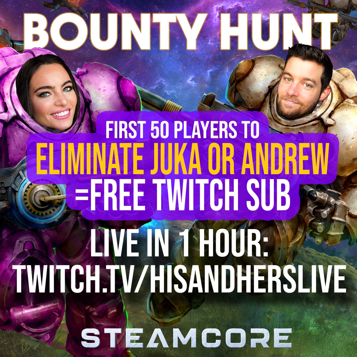 Want a free sub? Want to grow on Twitch? Do both, in 30 minutes, on the FRONT PAGE 6pm Pacific.
twitch.tv/hisandherslive
<a href="/HisandHersLive/">HisandHersLive</a> #playtopartner