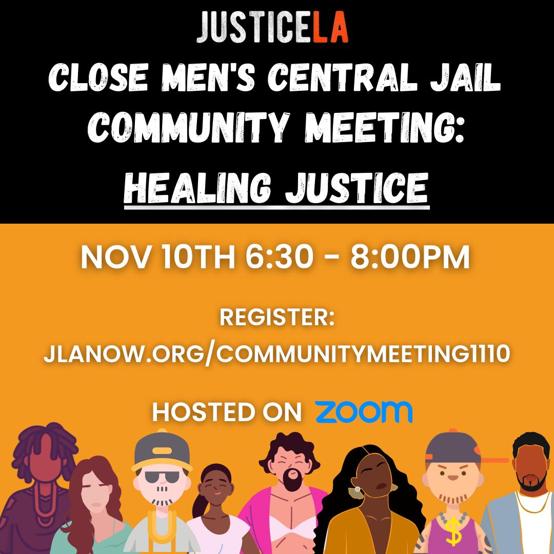 Let's get grounded and heal in community!💥NEXT THURSDAY💥 we'll be joined by healers and learn some practices we can do at home. Join us by registering at 🔥jlanow.org/communitymeeti…🔥

#JusticeLA #JLA #Abolition #AbolitionNow #CloseMensCentralJail #CloseMCJ #CommunityHealing