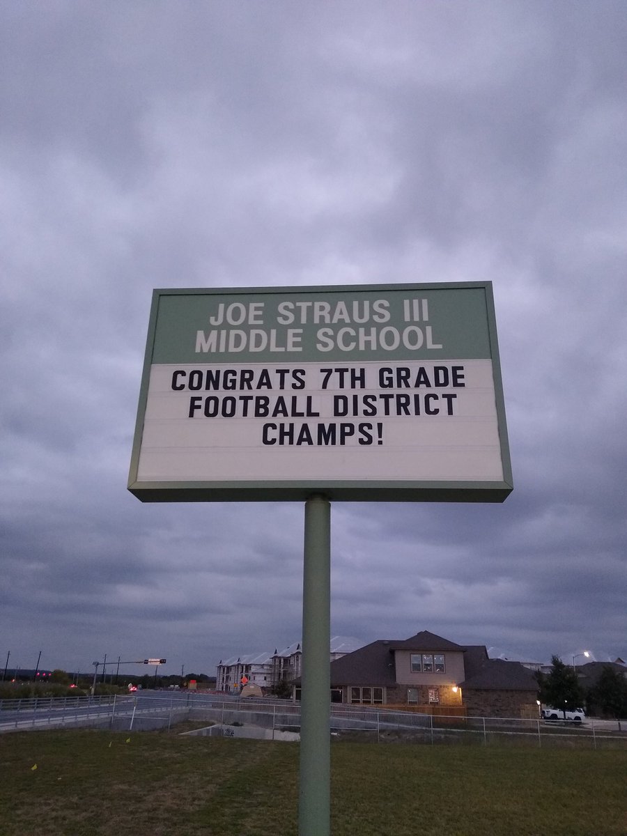 Katy White (@katykorz) on Twitter photo Straus with the WIN over Connally, 35-0!!! Bringing home the gold and our first ever championship!! Congrats to the guys and coaches!! <a href="/NISDStraus/">Joe Straus III Middle School</a> <a href="/StrausAthletics/">Straus Athletics</a> Straus with the WIN over Connally, 35-0!!! Bringing home the gold and our first ever championship!! Congrats to the guys and coaches!! <a href="/NISDStraus/">Joe Straus III Middle School</a> <a href="/StrausAthletics/">Straus Athletics</a>