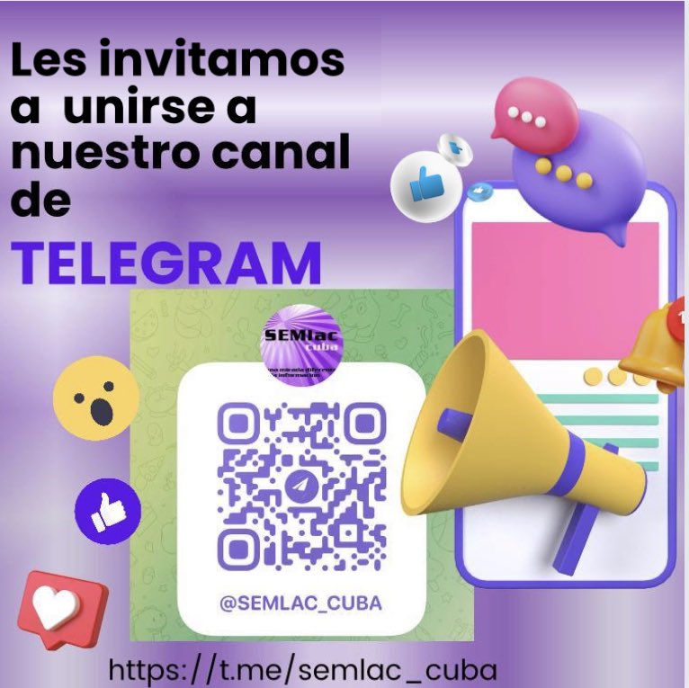 semlaccu's tweet photo. #SEMlac Cuba estrena canal en #Telegram. Únete a nosotros para seguir en detalle reportes, análisis, entrevistas, debates y textos especializados.

❗️Clic en el enlace y ya estás dentro de nuestra comunidad 🙂

👉 https://t.co/T9FGl3ZjvC https://t.co/at2SPwnBAE