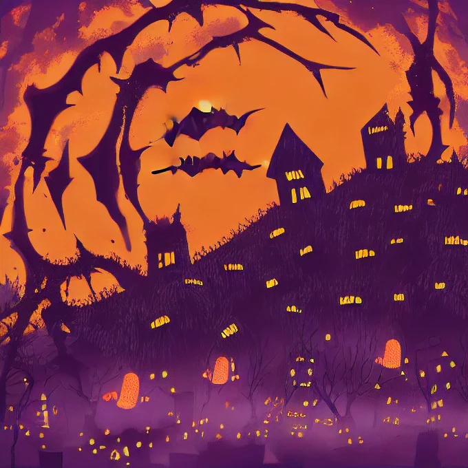 AIくんに描いてもらった背景完全にハロウィン理解しててすごない?? 