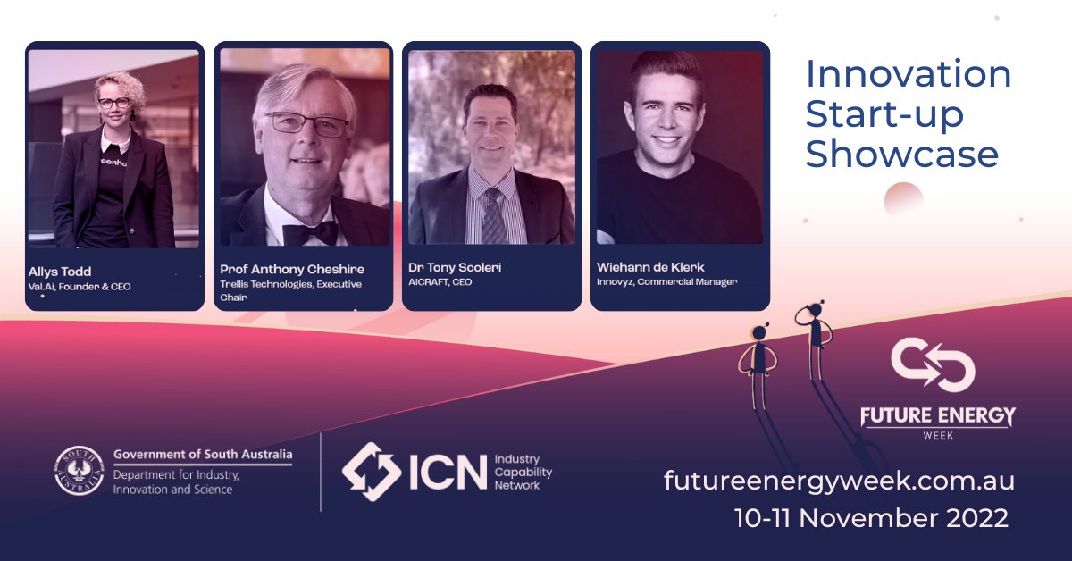 Can #startups contribute towards  #netzero? Hear from <a href="/allys_todd/">Allys Todd</a> (valai.com.au), Prof Anthony Cheshire (yourtrellis.com), Dr Tony Scoleri (aicraft.com.au), and <a href="/wiehanndk/">Wiehann de Klerk</a> (innovyz.com) on innovative solutions for the energy sector.