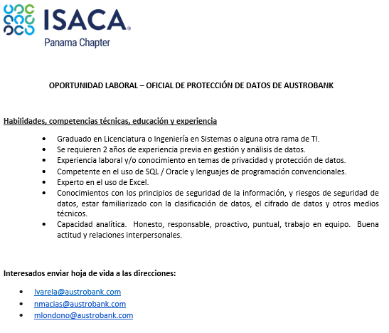 Nuevas oportunidades laborales en Austrobank Panama