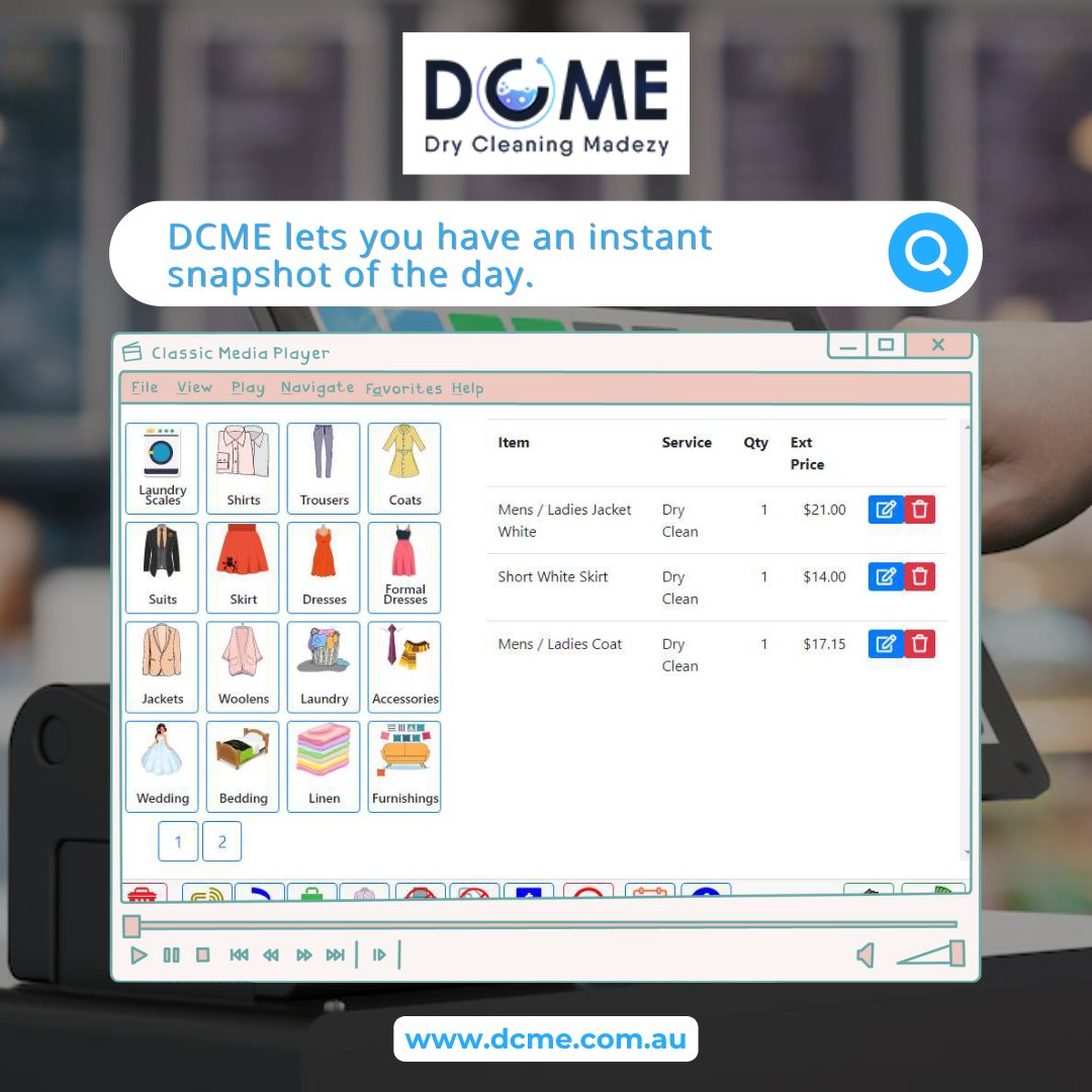 dcmesoftware's tweet image. A ticket summary is populated for the instant observation of a given period of relevant generated orders of the day. This is a great way to see an instant snapshot of the day, week, and month without going through various reports.

#drycleaning #drycleaners #pointofsale #laundry