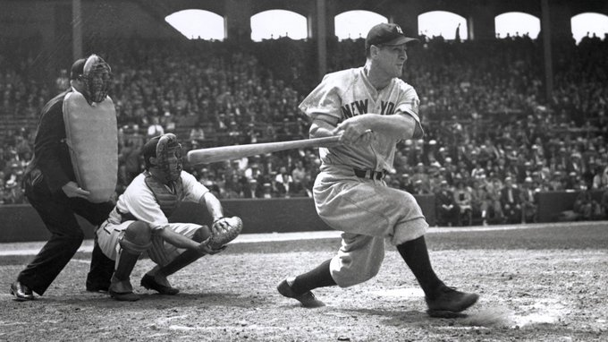 baseballinpix's tweet photo. Lou Gehrig wins the Triple Crown with 49 home runs, 165 RBI, and a .363 average, Mickey Cochrane, with two home runs, 76 RBI, and a.320 average, is named American League MVP, November 3, 1934. https://t.co/z17BacIt80