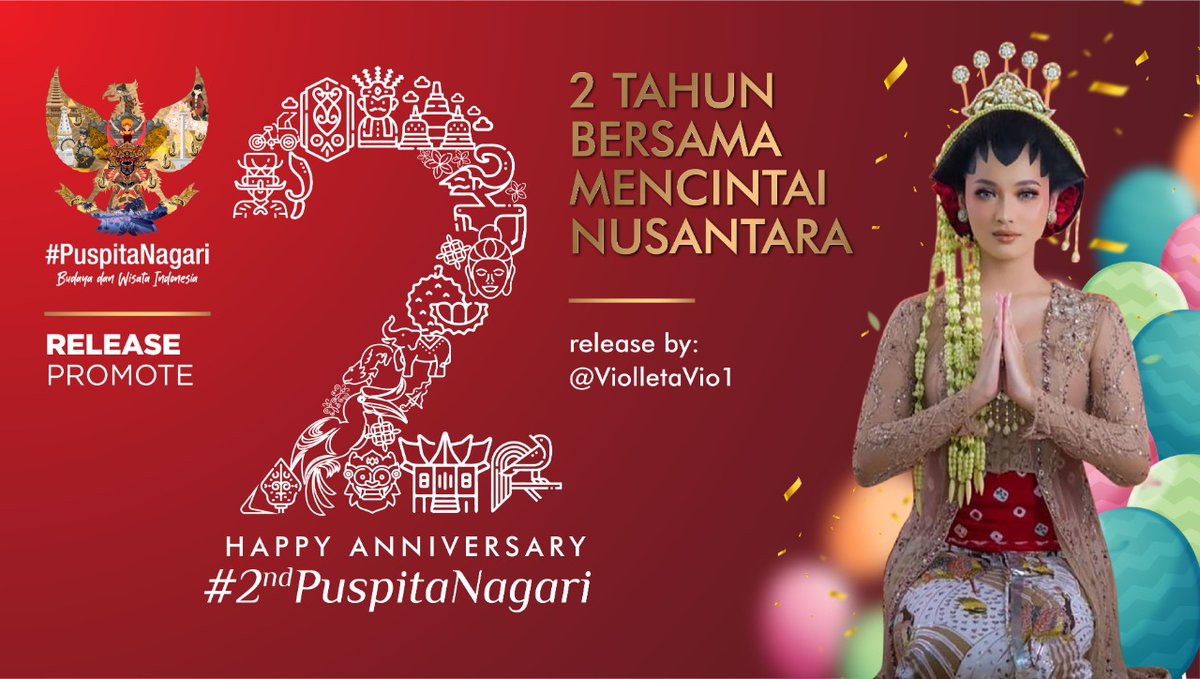 🎀 RELEASE PROMOTE 🎀
Anniversary #2ndPuspitaNagari
2 Tahun Bersama Mencintai Nusantara

#PuspitaNagari
Semangat Cinta Indonesia
#programfolback

Release by <a href="/ViolletaVio1/">Violleta Vio</a>

Cc
<a href="/TheArieAir/">Arie Dirgantara</a>
<a href="/wiwikherma/">Wiwik Hermawati</a>
<a href="/AzisDadun_/">Me #4</a>
<a href="/CantikaCahyhani/">Bunda Cantika</a>

Sila Saling Follow
🔃 ❤ Next 👇🏻