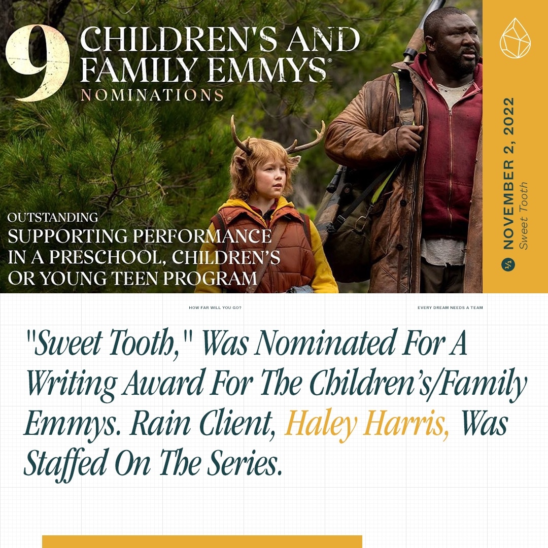 RainManagement's tweet photo. Big Congratulations to our client Haley Harris, and to all the amazing team of "Sweet Tooth!"
#emmys #netflix #sweettooth #singhisking #downey #dcvertigo #emmynominated #season1 #warnerbros #hybridlovers #christianconvery #sweettoothnetflix #sweettoothfix #netflix https://t.co/wr1uzIUlFq