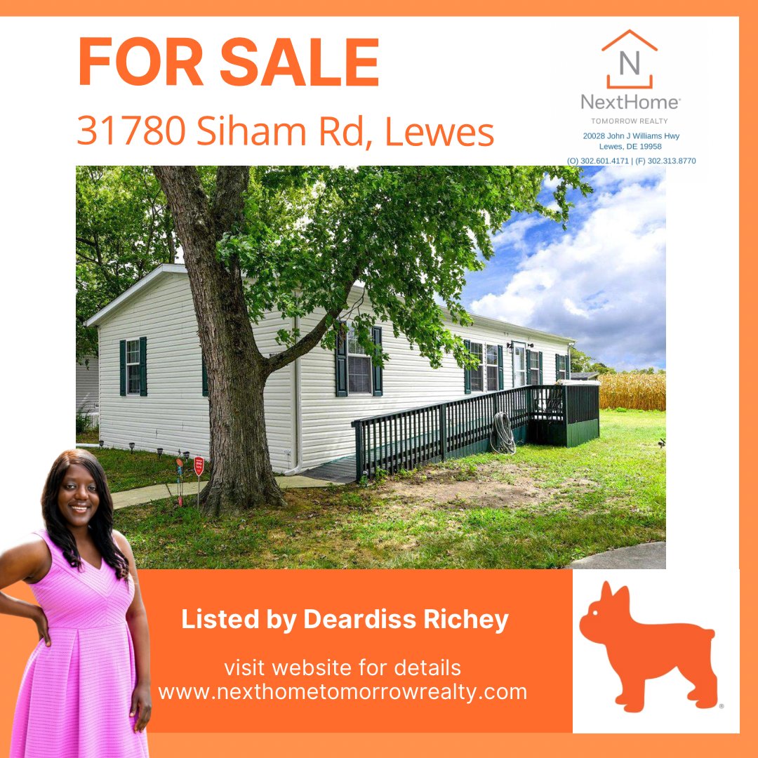 For Sale by Deardiss Richey, located in the community of Whispering Pines. Contact Deardiss at (267) 226-1515 or call the NextHome Tomorrow Realty office at (302) 601-4171 to schedule a showing. For more info. visit our website