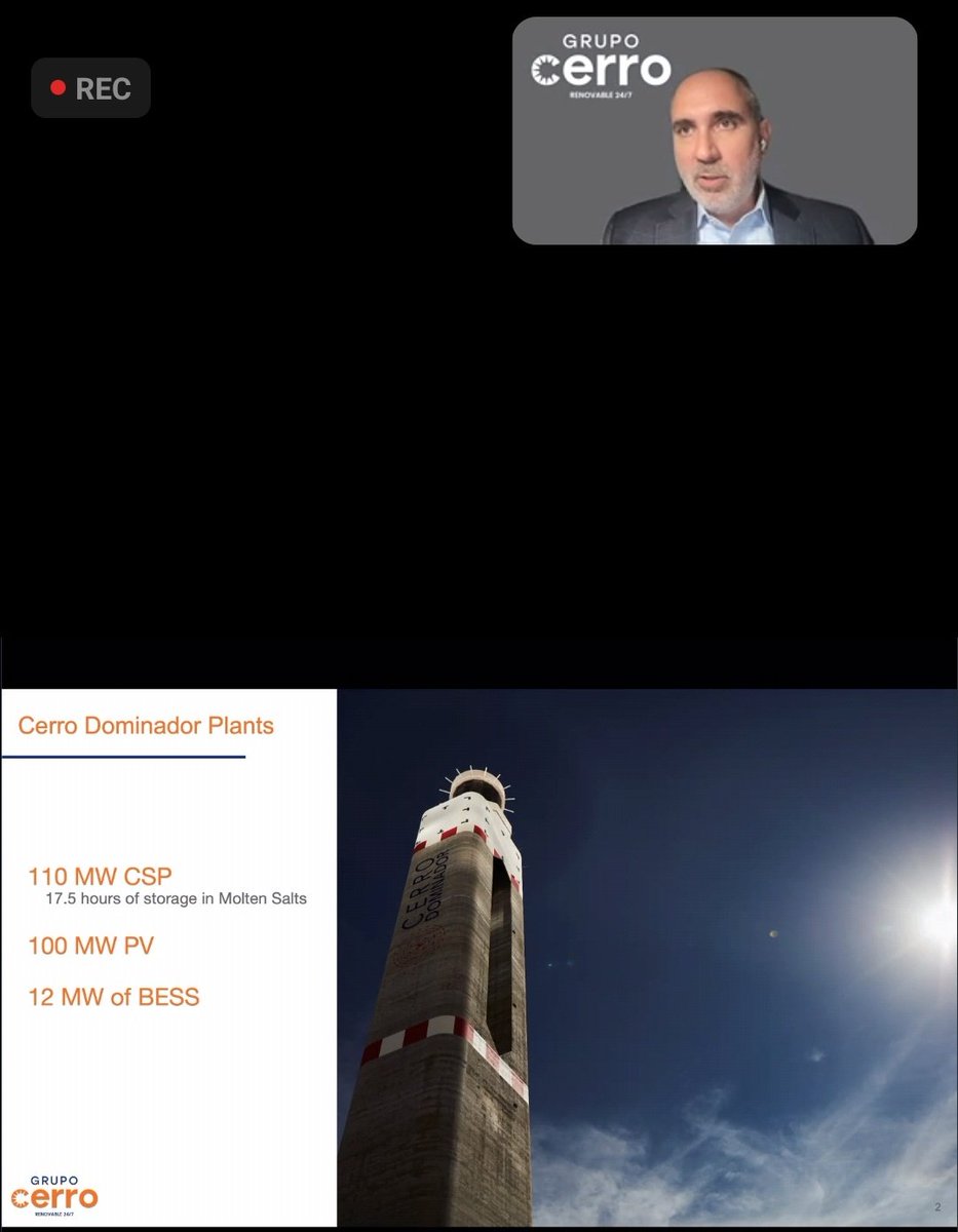 ¡Somos parte de <a href="/CSPFocus/">CSP Focus</a> 2022! <a href="/fgonzalez_cd/">Fernando Gonzalez</a> de nuestro socio @grupo_cerro presenta los detalles del proyecto Cerro Dominador, la primera planta #CSP de torre de América Latina 👏