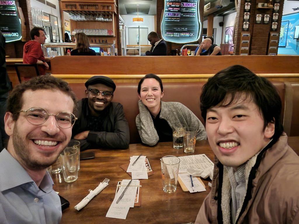 An impromptu mini Bao lab reunion at MIT! It was great catching up with <a href="/agabramson/">Alex Abramson</a> <a href="/naoji_tokyo/">Naoji Matsuhisa ＠RCAST, UTokyo / 松久 直司 @東大先端研</a> and <a href="/vivianfeig/">Vivian Feig</a> and hearing about the amazing research they are all doing after Stanford!