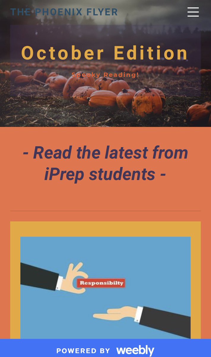 melkel427's tweet photo. More fabulous writing from the @iPrepAcademy Creative Writing students.  Catch the October edition of the @phoenixflyer https://t.co/R127SFeeqt https://t.co/NliFegMLKn