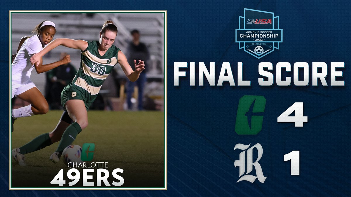 ConferenceUSA's tweet photo. Charlotte is on to the semifinals!

The 49ers will play FAU on Friday at 7pm ET

#CUSAWSOC https://t.co/jOgyZgzNIm