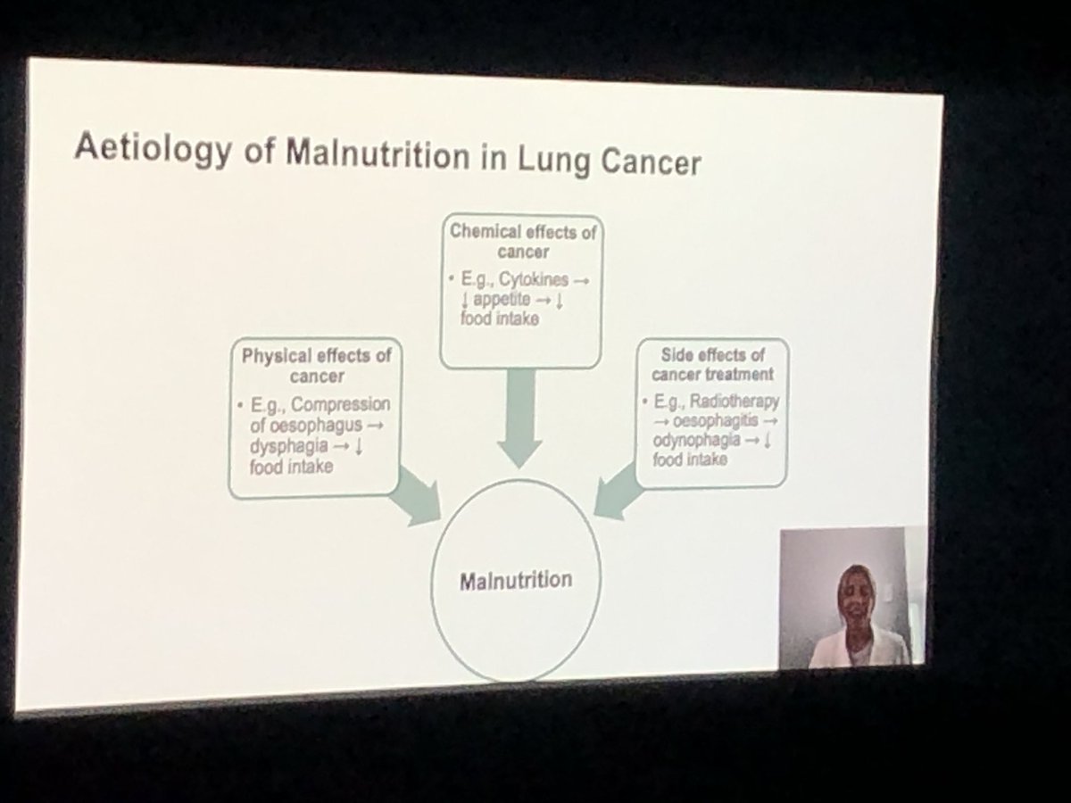 Great overview of #cancer symptom burden and #malnutrition management in individuals with lung cancer by Dr Emily Jeffery at #COSA22 👉Key message: malnutrition may be present regardless of body weight or BMI.