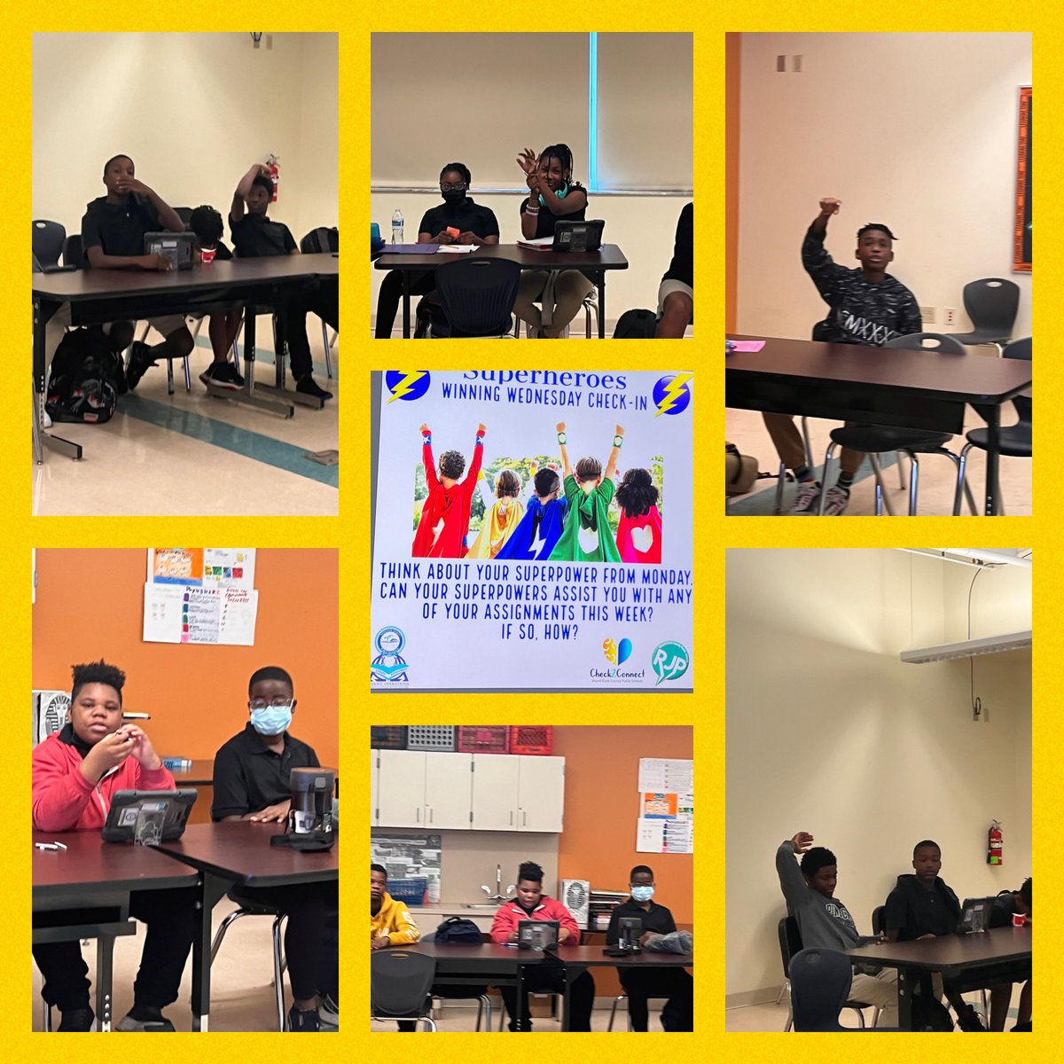 AndoverEagles's tweet photo. Andover Middle #WinningWednesday #Check2Connect
Superheroes check in on how to use their super power to WIN!
@mdcpsoperations @StdtSvcsMDCPS #mdcpsrestorativepractices #mdcpscheck2connect
#mdcpsconnectB4curriculm @MNichola3 @MsLewis_NRO @docstevegallon https://t.co/vnnJjoR8Nc