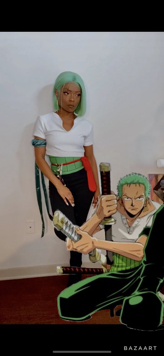 1meltedmocha's tweet photo. Zoro cosplay! 
•
•
 I thrifted all my fabric for this look. Shirt, Pants, and waistband were sewn and stoned by me! #onepiece https://t.co/7r0KOOr6ss