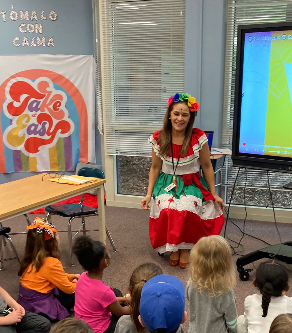 My students had fun making happy calaveras! Día de los muertos