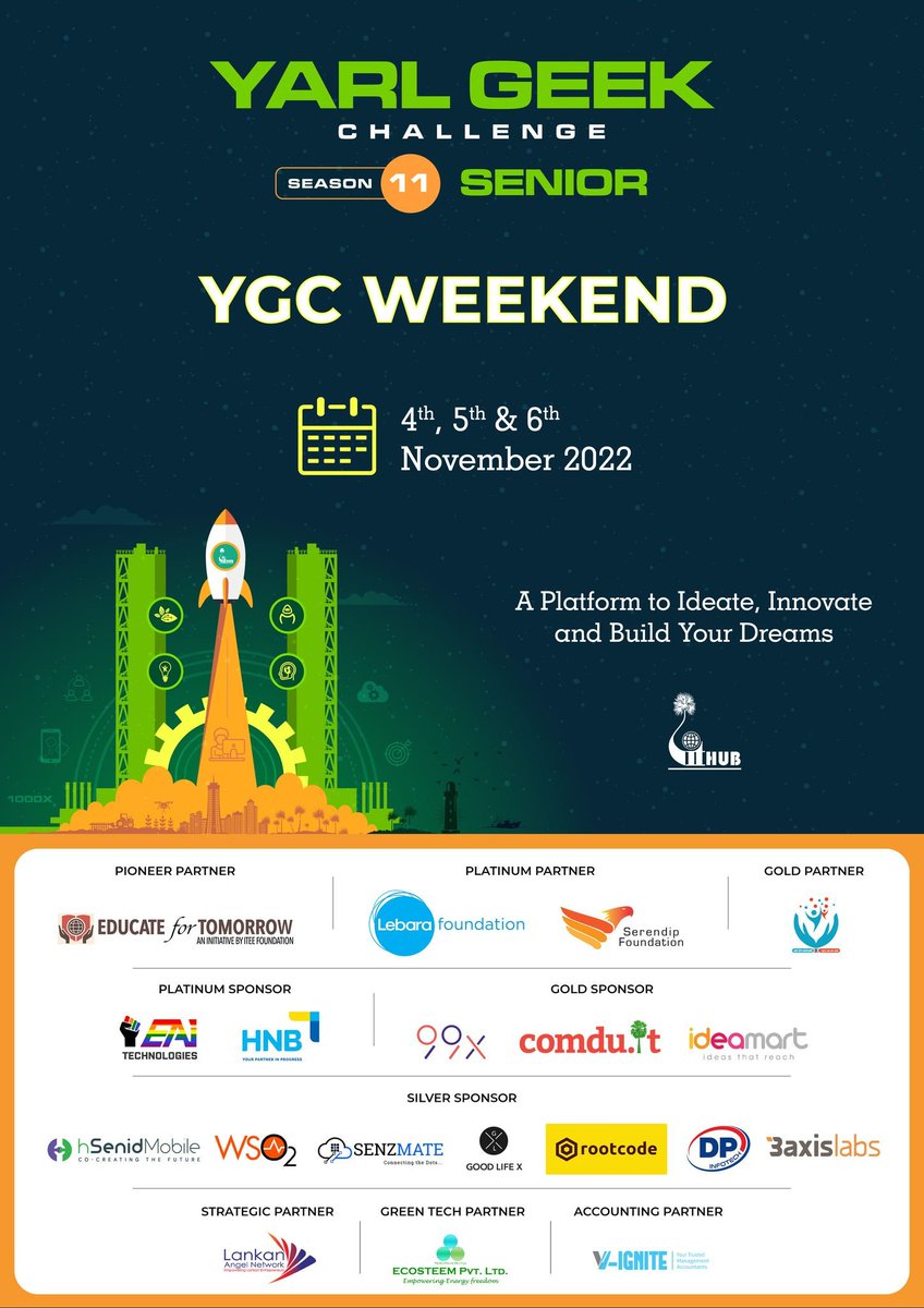 YarlITHub's tweet photo. DONT MISS...!

YGC Weekend Pitch Day
https://t.co/aO8nE4Ja7v

#YGC Alumni Mini Expo
https://t.co/U1vOnnXM8S

Showcase of Yarl IT Hub’s experience on extending Learning Experiences + @UkiLife Certificate Awarding
https://t.co/l4iTMWGRgG

 #startup #lka #SriLanka #investor #SL #LK https://t.co/agUkuKGPkM