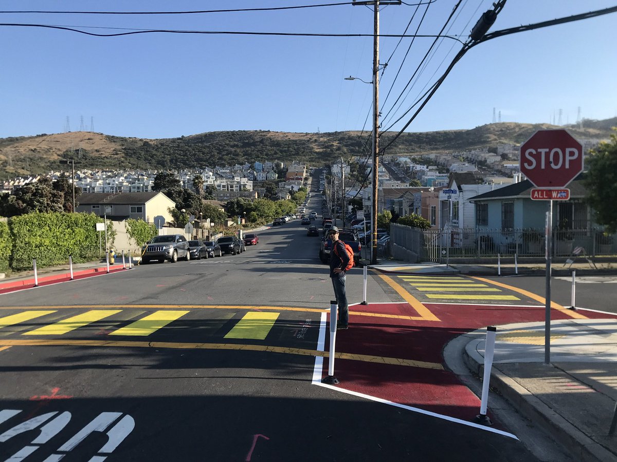 Recently completed demonstration projects to provide safer routes to schools across San Mateo County. Pictured here are projects from East Palo Alto, San Mateo, &amp; Daly City. With each meant to last at least 1 month, feedback will inform more permanent designs! #tacticalurbanism