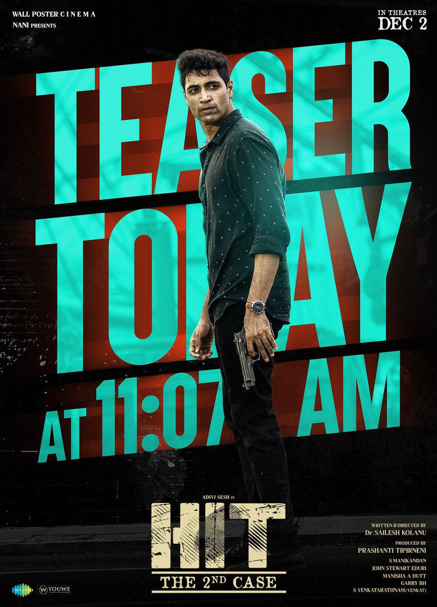 AdiviSesh's tweet photo. #HIT2 Teaser in a few hours. https://t.co/E1m0bfyJzB