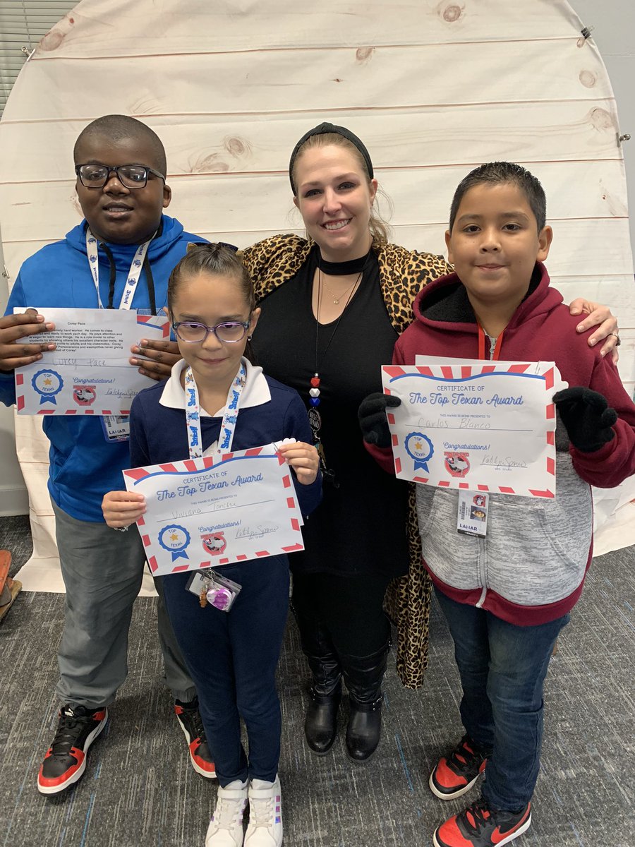 We are so proud of our Top Texans from Mrs. Garcia’s and Mr. Mac’s class. Keep up the good work Corey, Carlos and Viviana! Continue to show all our students what it means to be a Texan! Way to go Texans! #jltexans