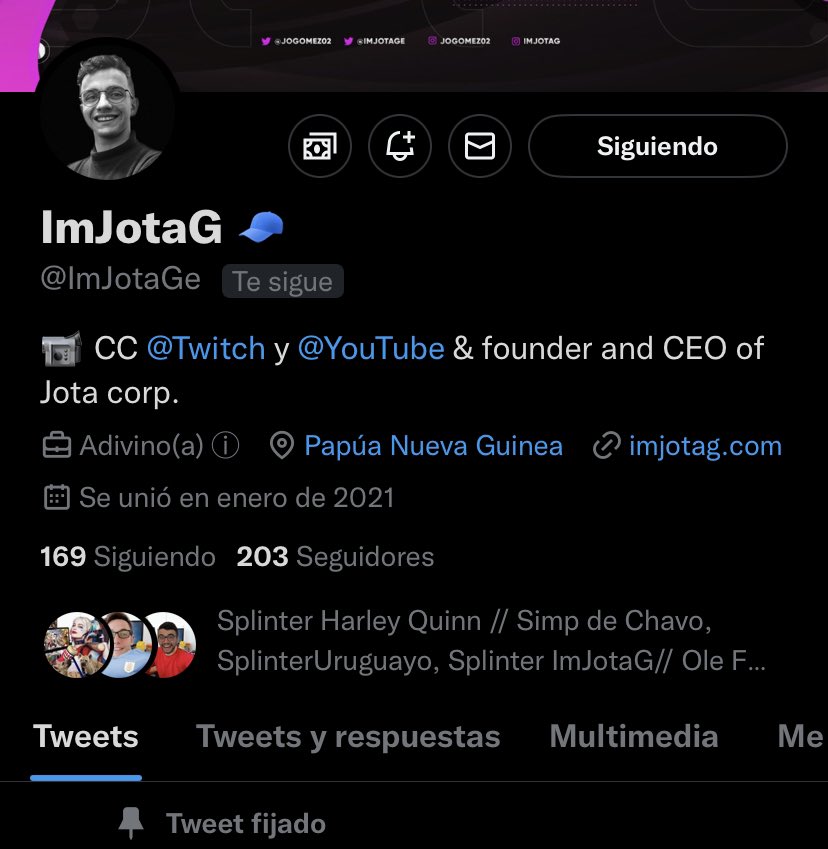 Del perfil de <a href="/ImJotaGe/">ImJotaG 🧢</a> entiendo todo menos su ubicación y su profesión pero ta