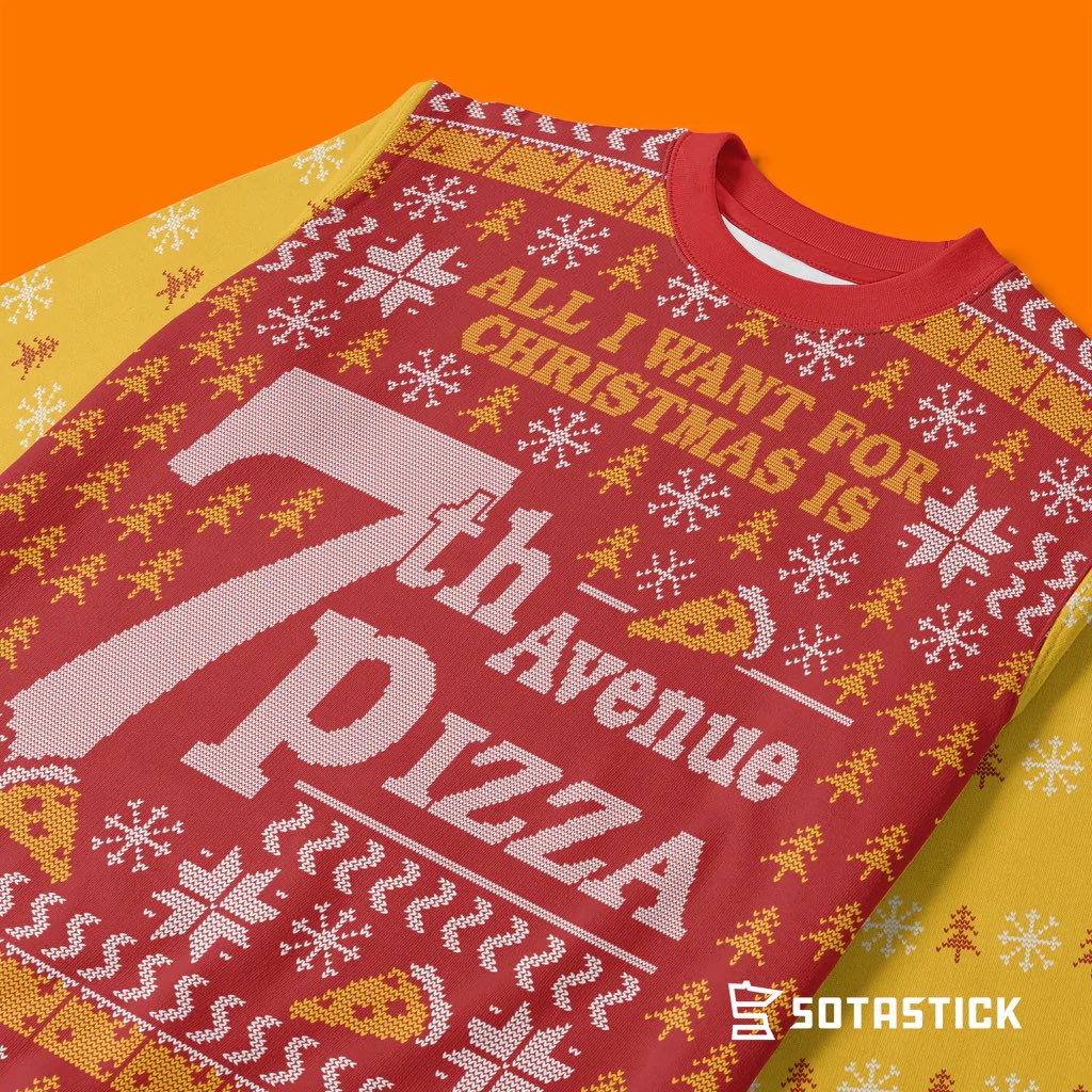 Who’s putting @7thAvenuePizza on their Xmas list? This season’s ugly sweater order window is now live! Smash this link to check it out ⤵️ sotastickco.com/collections/ug…