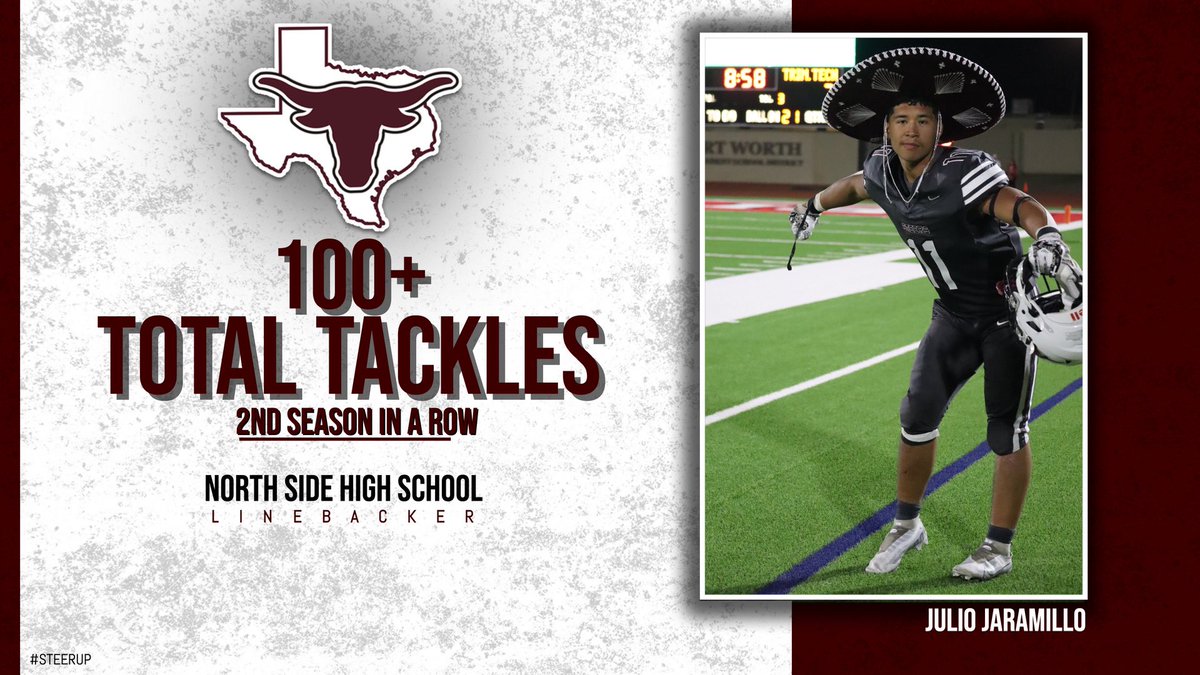 NSSteerFootball's tweet photo. Congratulations to @julioj_12‼️ Surpassed the 100 Total Tackle mark for the 2nd year in a row‼️
#SteersUp🤘🏽 https://t.co/ioJHeMAf78
