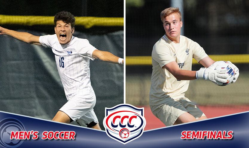 Two exciting #CCCMSOC Semifinals set the stage for an exciting CCC Championship on Saturday.

<a href="/RWU_Athletics/">RWU Athletics</a> will host <a href="/gosuffolkrams/">Suffolk Athletics</a> at 1 p.m.

READ: cccathletics.com/sports/msoc/20…

#d3soccer