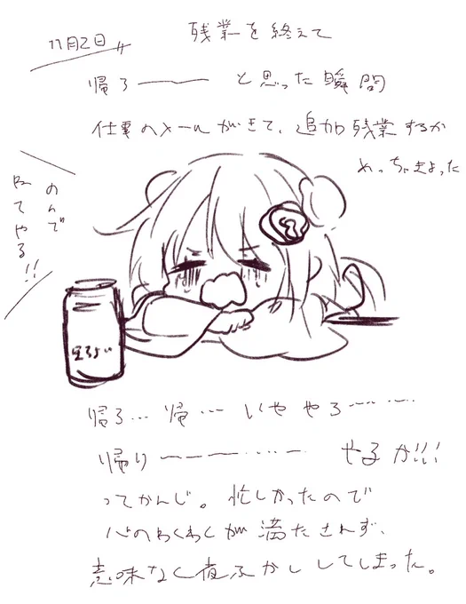 11月2日
朝まで眠れなかった 酒の力はすごい
#あまび絵日記 