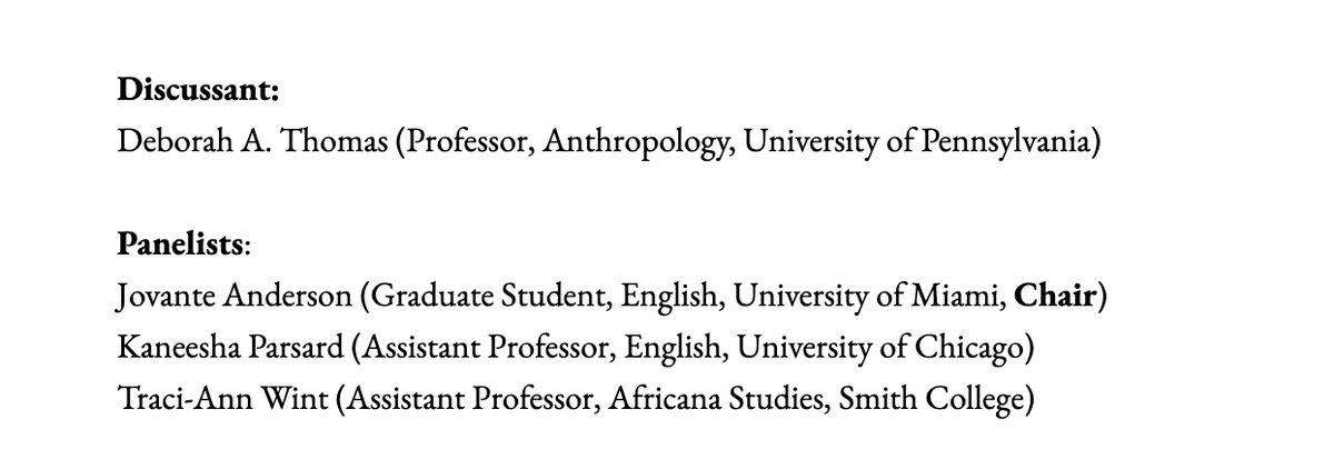 KingstonJancro's tweet image. Come join me, @kaneeshaparsard, @tracispw, and Deborah A. Thomas tomorrow from 12-1:45 PM for our panel, #TheCaribbeanIsNotARealPlace, as we talk about sovereignty, intimacy, and failure at the American Studies Conference 2022! 

#ASA2022