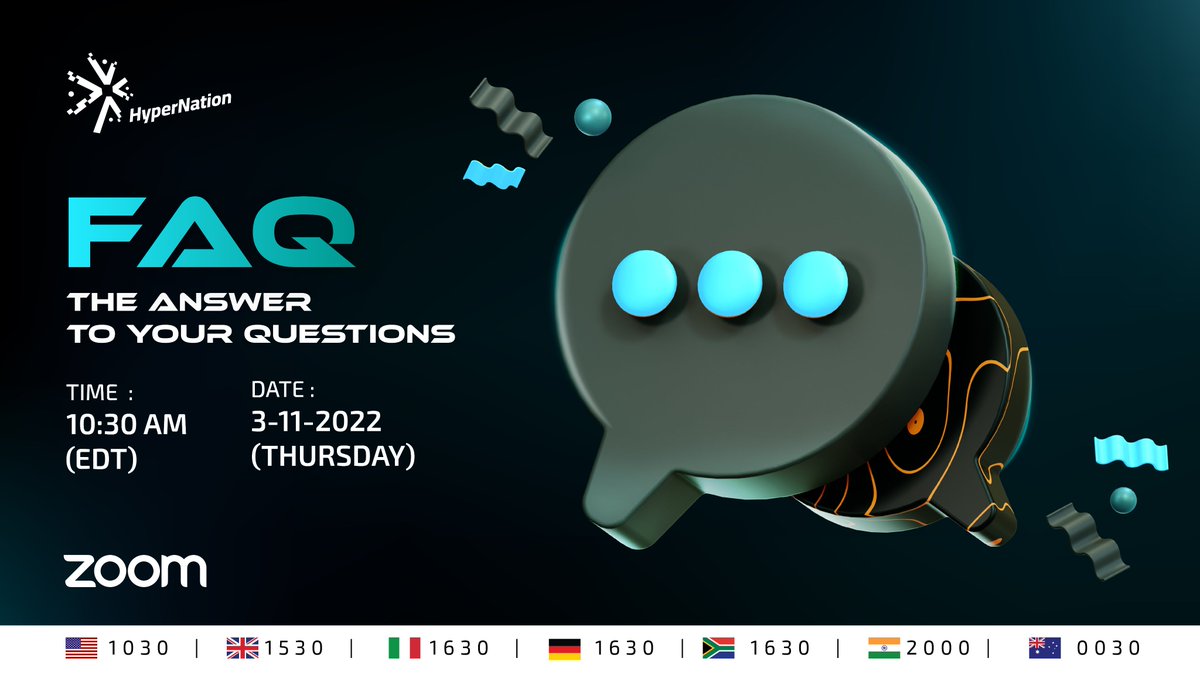 HyperNation8's tweet photo. Dear Citizens of The HyperNation,🧑‍🤝‍🧑
Our Zoom Session is now LIVE! Come &amp; Join us at: 
https://t.co/Trl9KhVpM7

🗣Topic: The HyperNation FAQ - the answer to your questions

#hypernation #metaverse #defi #dao #blockchain #gamefi #defiproject #daoverse #blockchainproject https://t.co/nDqt7jTiXJ