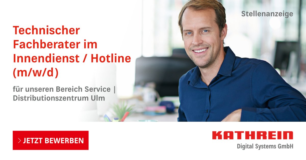 Wir stellen ein: 𝐓𝐞𝐜𝐡𝐧𝐢𝐬𝐜𝐡𝐞 𝐅𝐚𝐜𝐡𝐛𝐞𝐫𝐚𝐭𝐞𝐫 𝐢𝐦 𝐈𝐧𝐧𝐞𝐧𝐝𝐢𝐞𝐧𝐬𝐭 / 𝐇𝐨𝐭𝐥𝐢𝐧𝐞  

JETZT BEWERBEN UNTER 👉 kathrein-ds.com/karriere/techn…

#Job #Joboffer #Vollzeit #absofort #Fachberatung